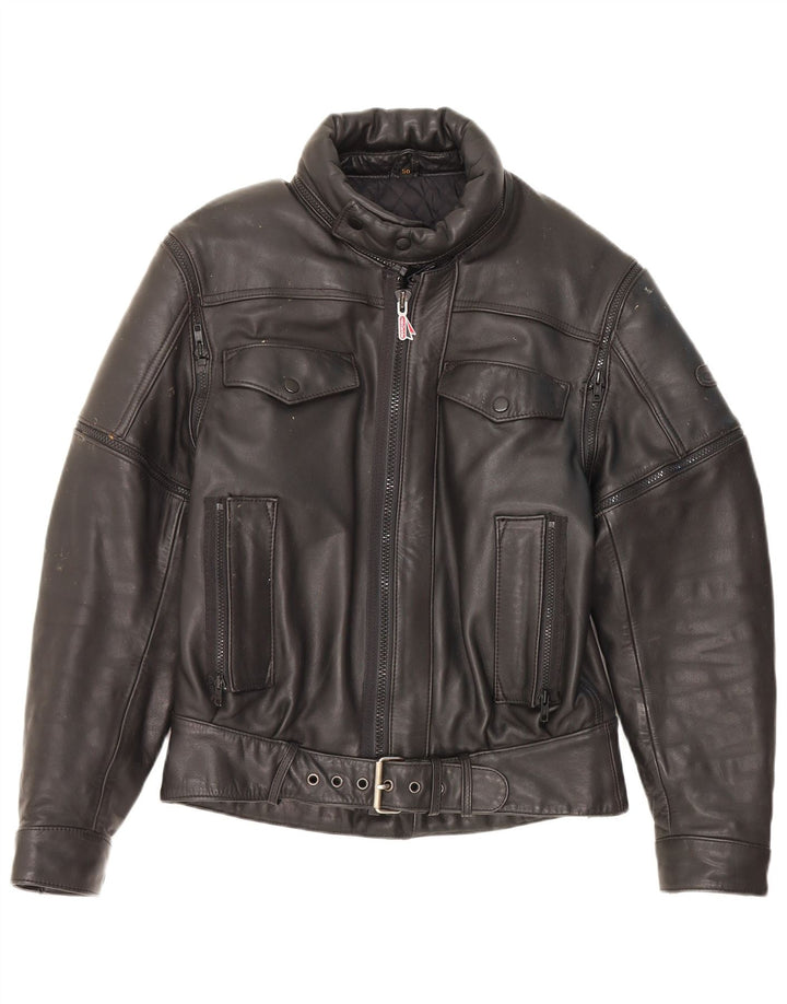 Hein Gericke Herren-Leder-Racer-Jacke IT 50, großes schwarzes Leder