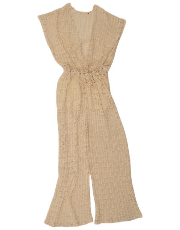 Vintage Womens Sleeveless Jumpsuit UK 12 Medium Beige