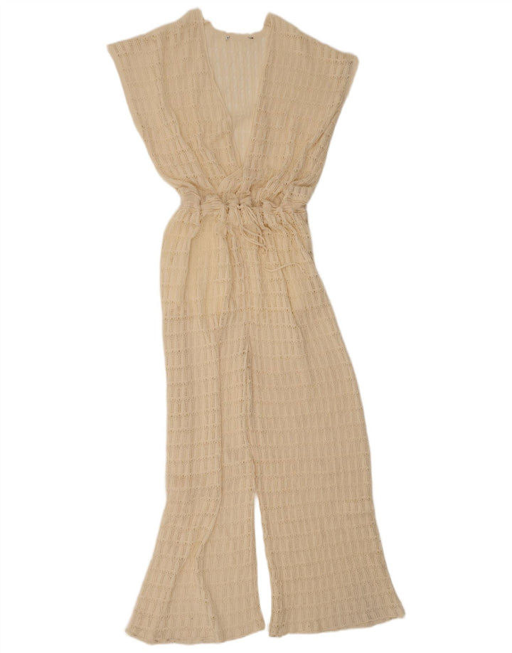 Vintage Damen Ärmelloser Overall UK 12 Medium Beige