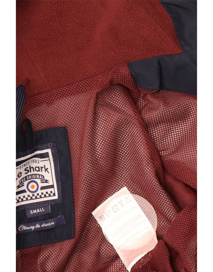 LE SHARK Mens Zip Hoodie Sweater Small Red Colourblock Polyester