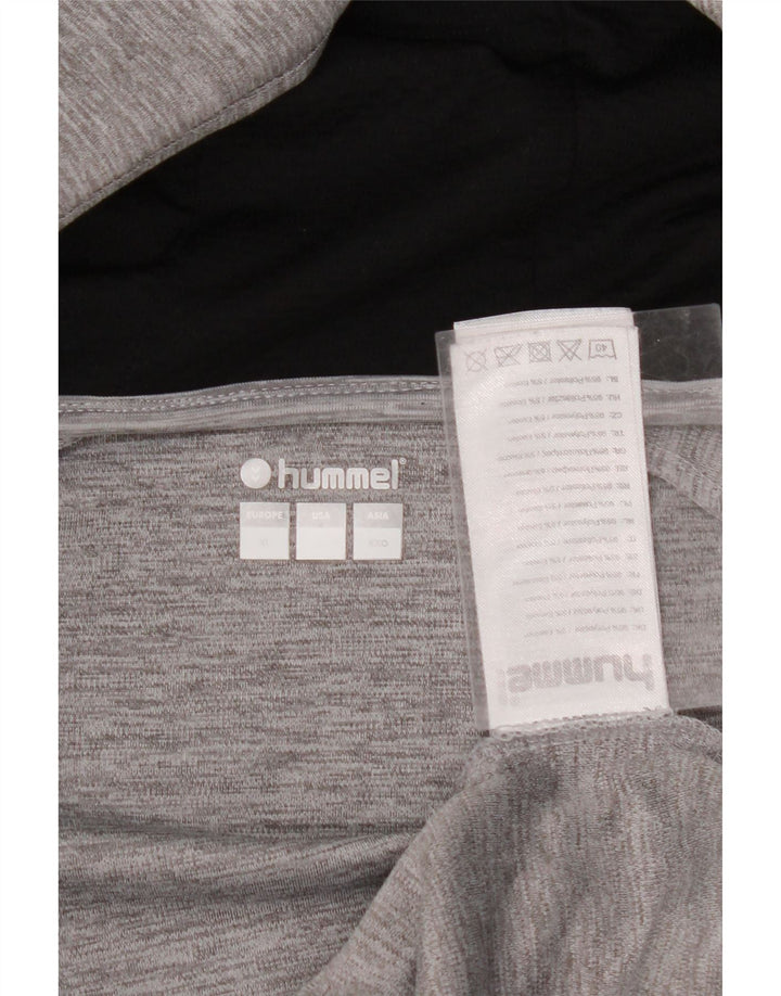 HUMMEL Mens Zip Hoodie Sweater Large Grey Flecked Polyester