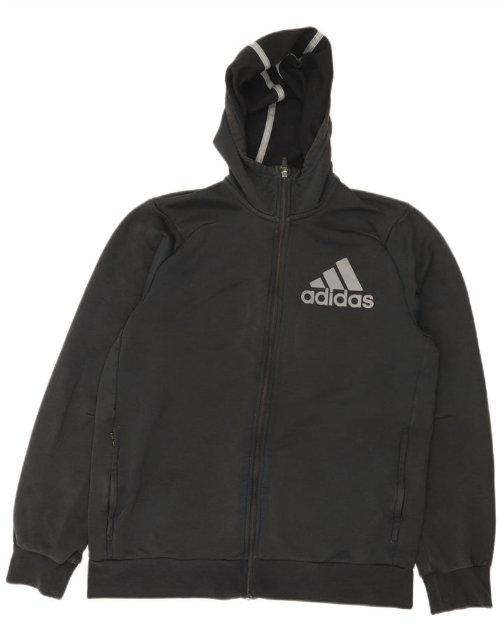 Adidas Herren Climalite Graphic Zip Hoodie Pullover Großes schwarzes Polyester