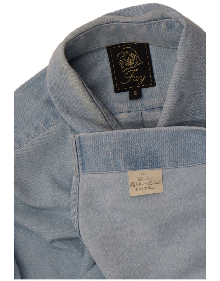 Fay Herren-Jeanshemd, klein, aus blauer Baumwolle