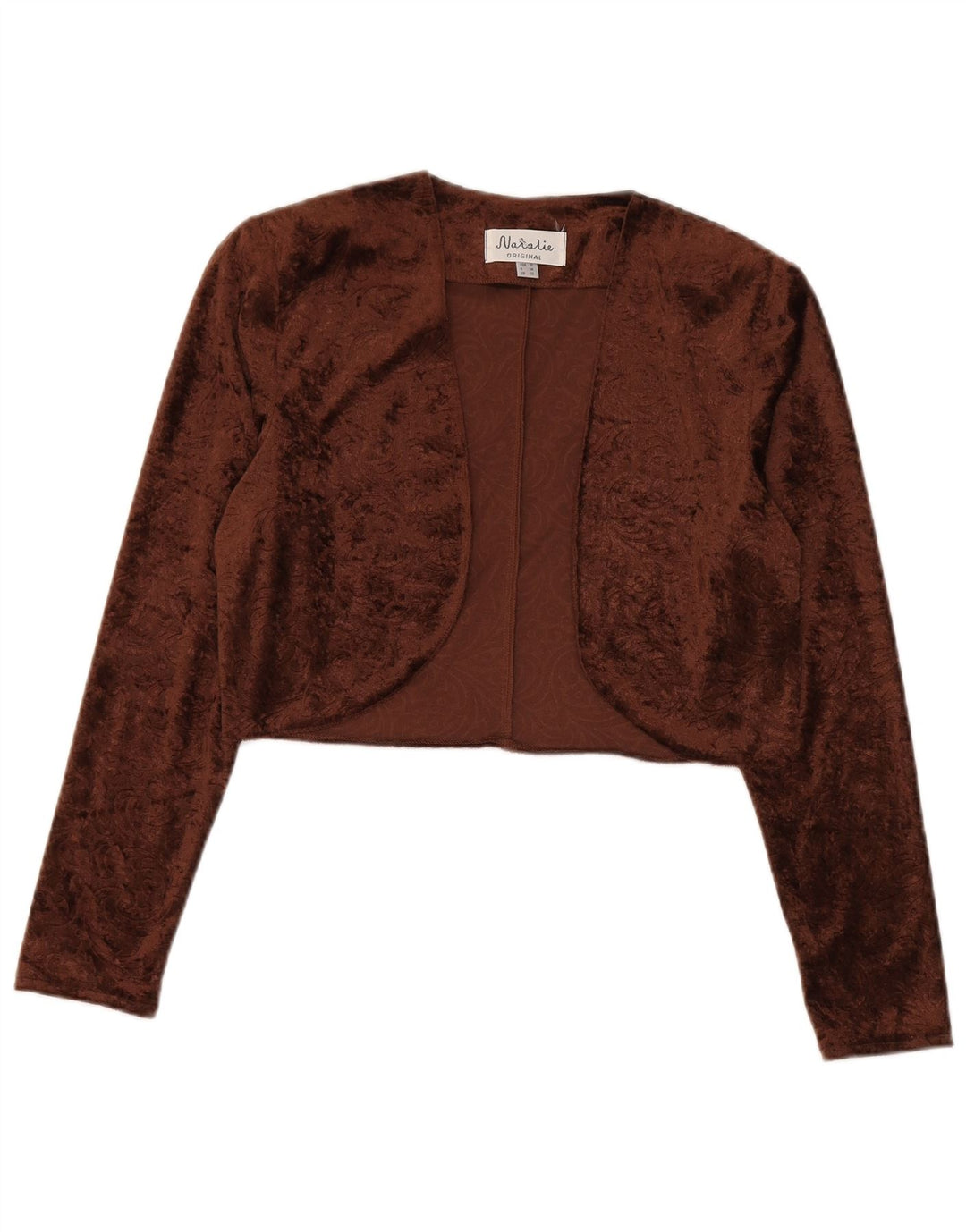 Vintage Damen Samt 2-teiliges Set UK 12 Mittelbraun Paisley