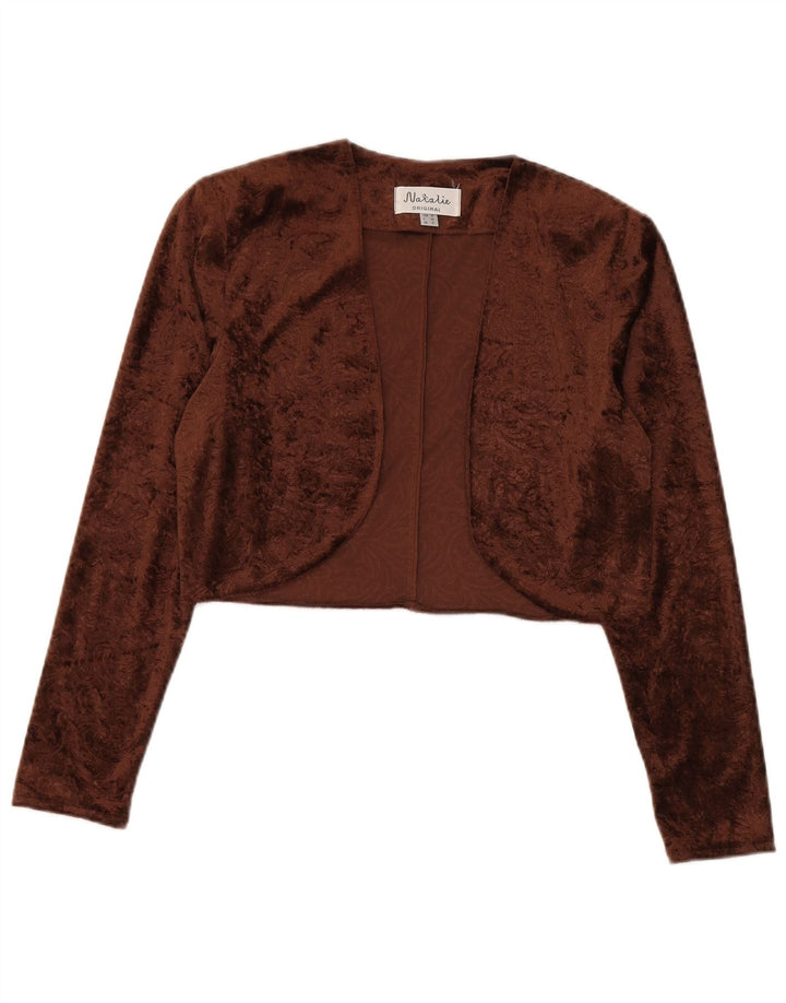 Vintage Damen Samt 2-teiliges Set UK 12 Mittelbraun Paisley