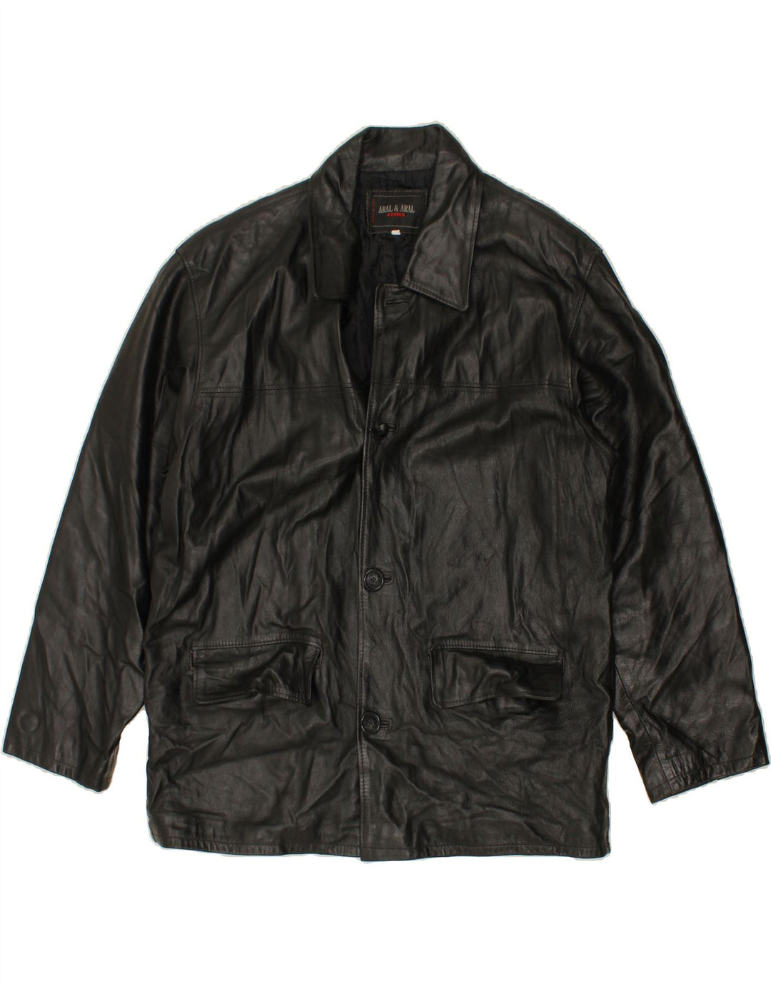 ARAL & ARAL Mens Leather Jacket UK 40 Large Black Leather Vintage Aral & Aral and Second-Hand Aral & Aral from Messina Hembry 