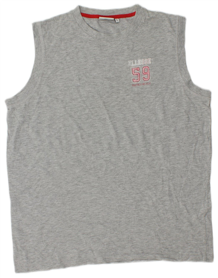 Ellesse Herren-Trägershirt, groß, grau gesprenkelte Baumwolle