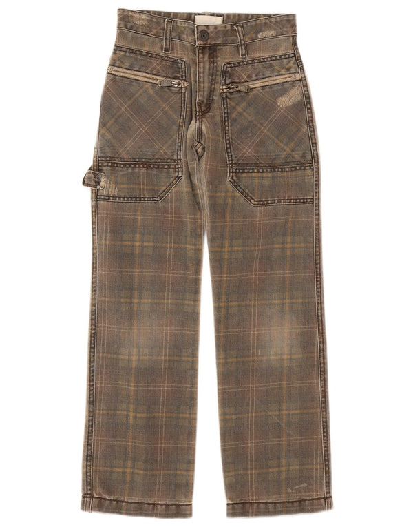 Diesel Jungen-Cargohose mit weitem Bein, 9–10 Jahre, W24 L25, grau karierte Baumwolle