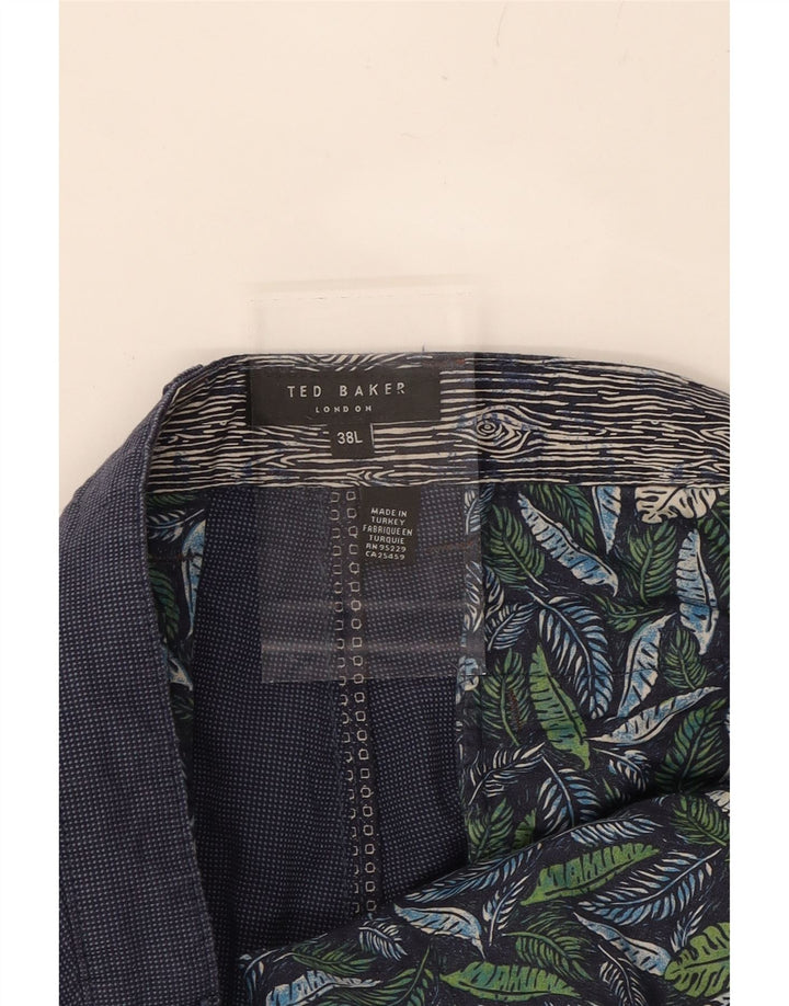 TED BAKER Mens Slim Suit Trousers W38 L33 Blue Check Cotton Vintage Ted Baker and Second-Hand Ted Baker from Messina Hembry 