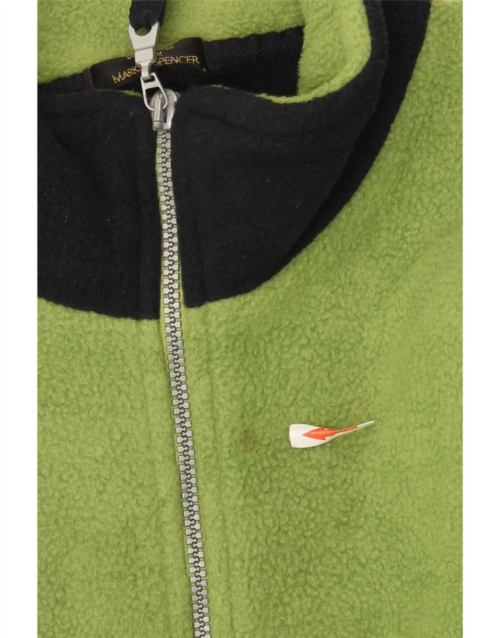 Marks & Spencer Herren-Fleecepullover mit Reißverschluss am Hals, groß, grün, Farbblock