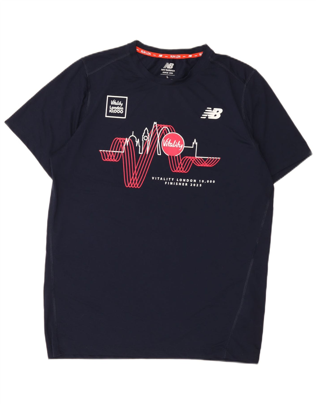 New Balance Herren-T-Shirt mit Grafik, groß, Marineblau, Polyester