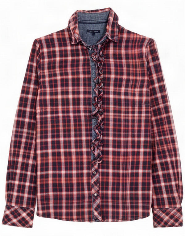 Tommy Hilfiger Damenhemd US 10 Large Mehrfarbig kariert Baumwolle