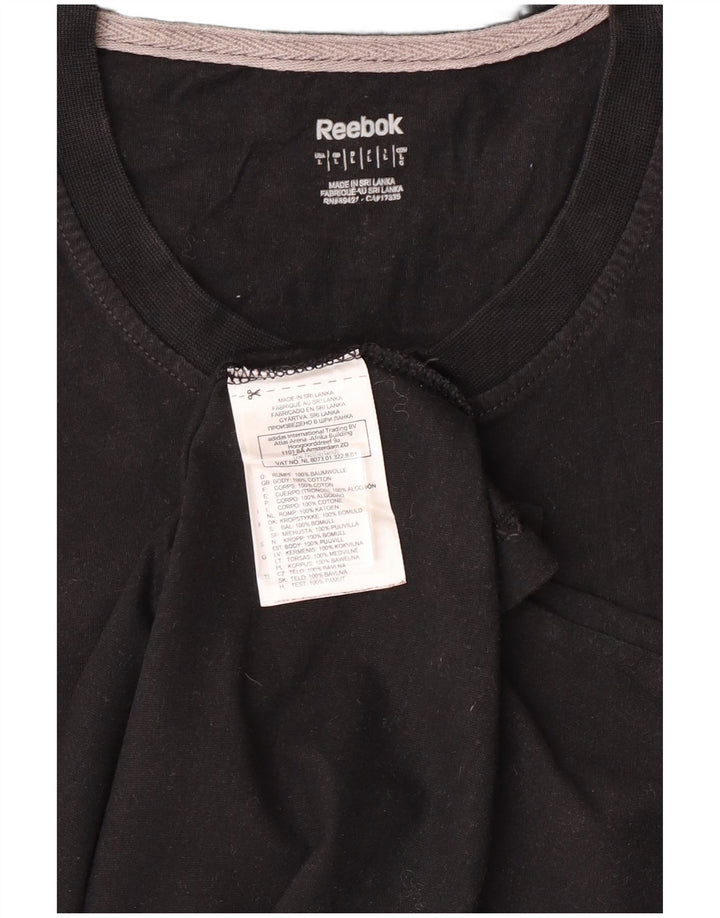 REEBOK Mens Graphic T-Shirt Top Large Black Cotton