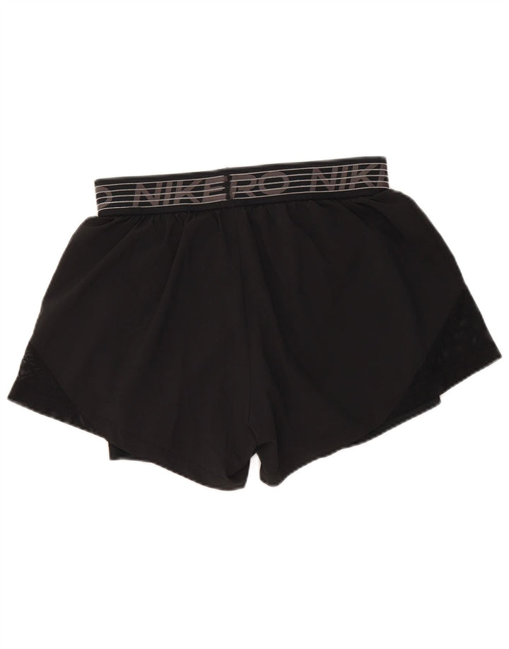 Nike Damen Dri Fit Graphic Sport Shorts UK 12 Medium Schwarz Polyester