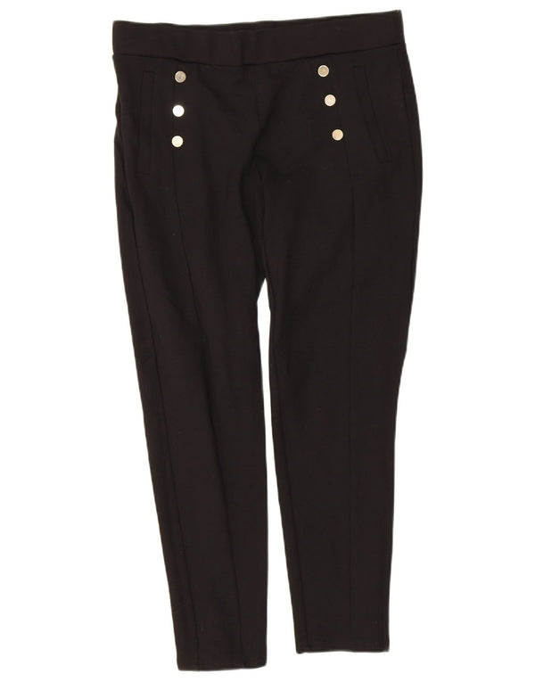 Zara Damen Crop Slim Freizeithose XL W32 L25 Schwarze Viskose