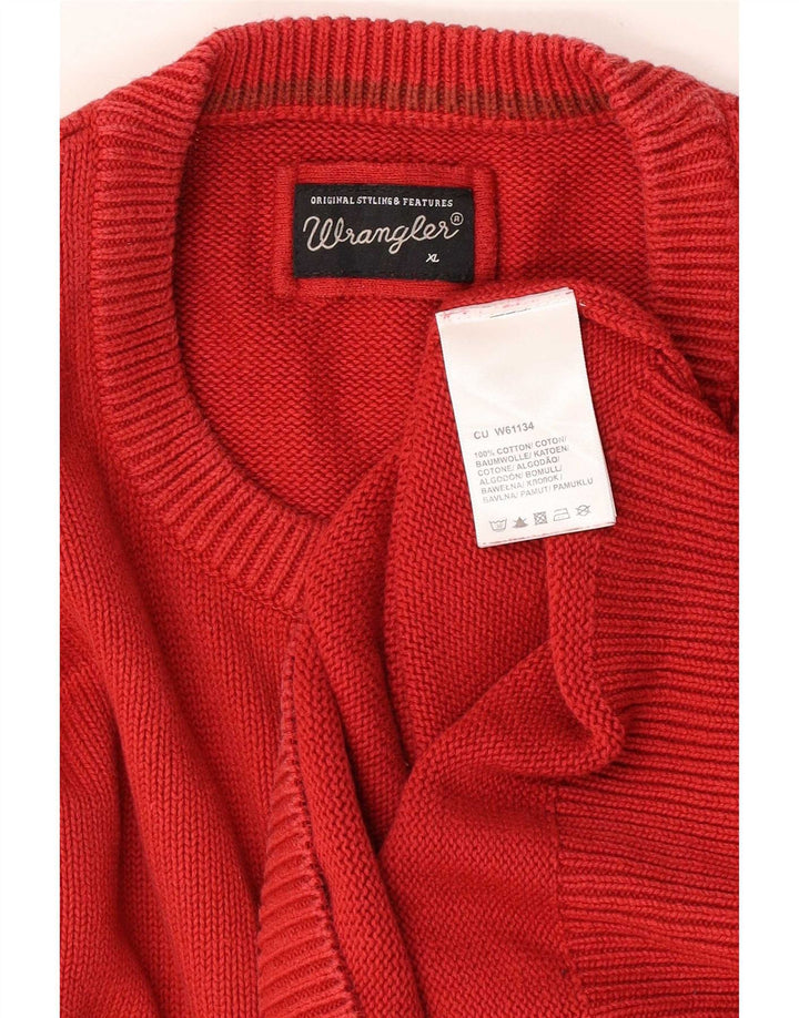 Wrangler Herren-Pullover mit Rundhalsausschnitt, XL, rote Baumwolle