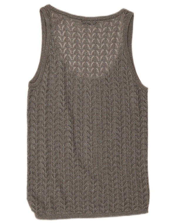 Zara Damen Häkelweste Top UK 8 Small Grau