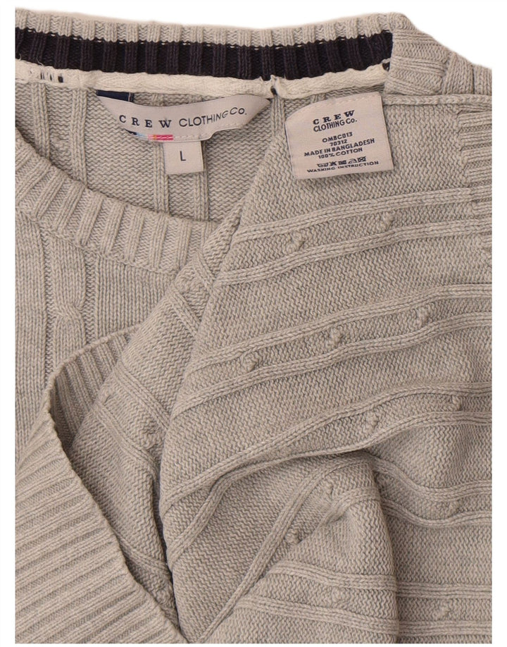 Crew Clothing Herren-Pullover mit Rundhalsausschnitt, Größe L, Grau, Baumwolle