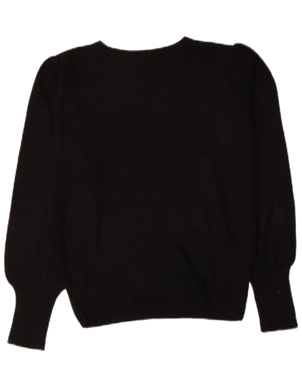 Marks & Spencer Damen-Pullover mit U-Boot-Ausschnitt, Gr. 14, mittlere schwarze Viskose