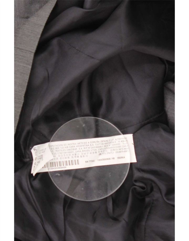 Zara Herren-Blazer mit 2 Knöpfen, EU 48, mittelgraues Polyester
