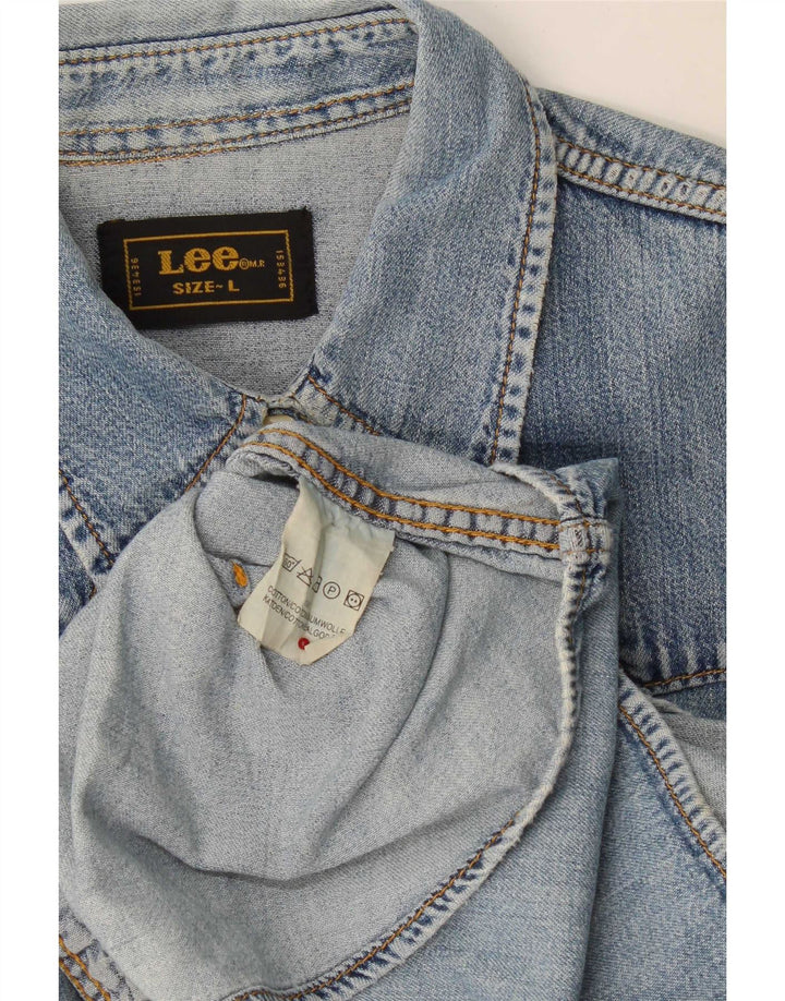 Lee Damen Jeanshemd UK 16 Large Blaue Baumwolle