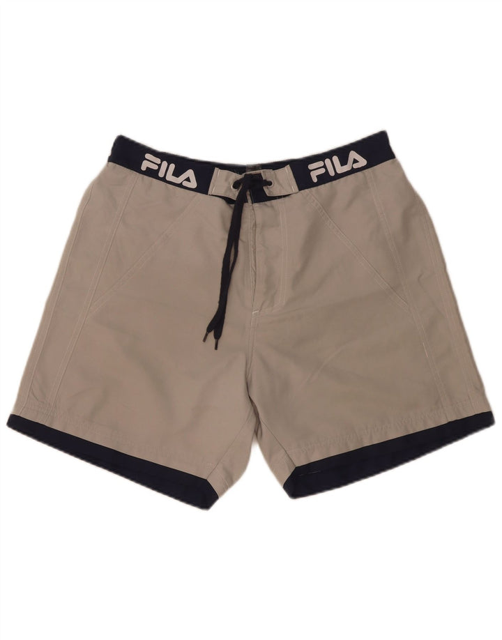 Fila Herren-Badeshorts mit Grafik, mittelgraues Farbblock-Polyester