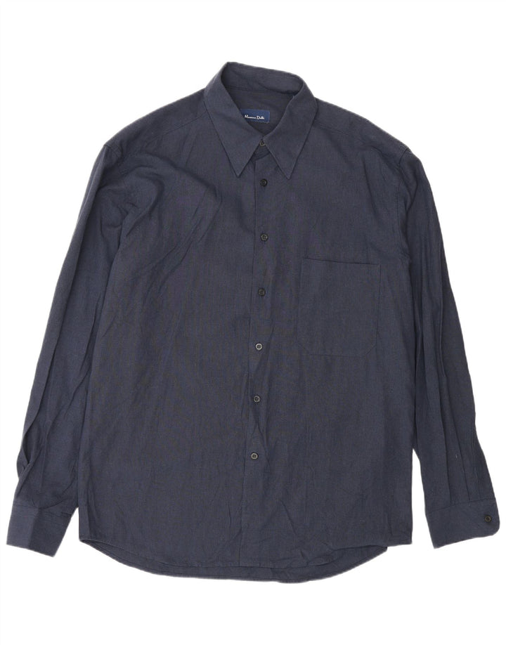 Massimo Dutti Herrenhemd Größe 42 Große marineblaue Viskose