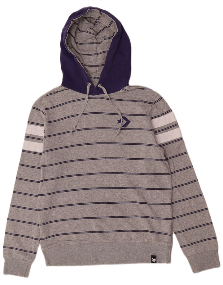 Converse Herren-Kapuzenpullover aus mittelgrauer Colourblock-Baumwolle