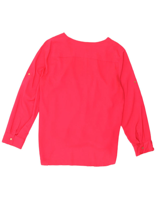 Calvin Klein Damen Langarm-Blusenoberteil UK 18 XL Rosa Polyester