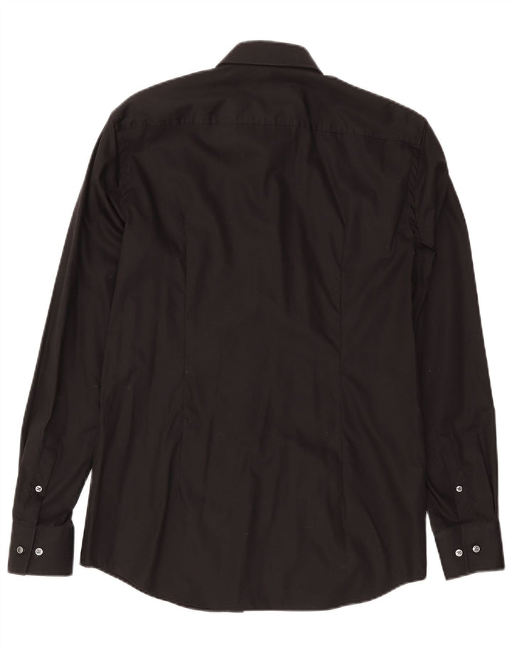 Hugo Boss Herren-Slim-Fit-Hemd, Größe 39, mittelschwarz, Baumwolle