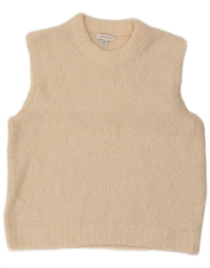Topshop Damen Tanktop UK 14 Medium Beige Polyester