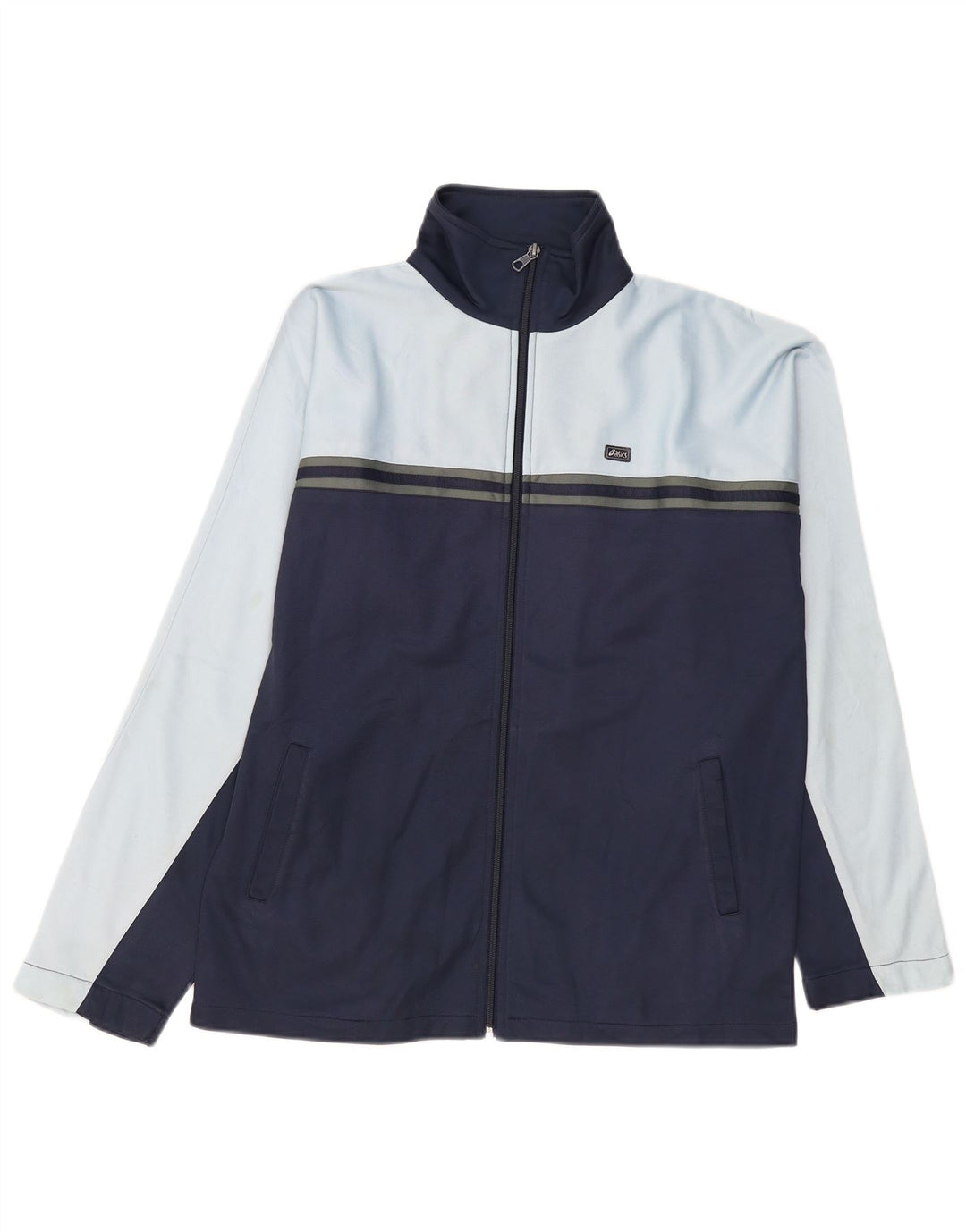 Asics Herren-Trainingsanzug-Top-Jacke, mittelgroß, Marineblau, Farbblock