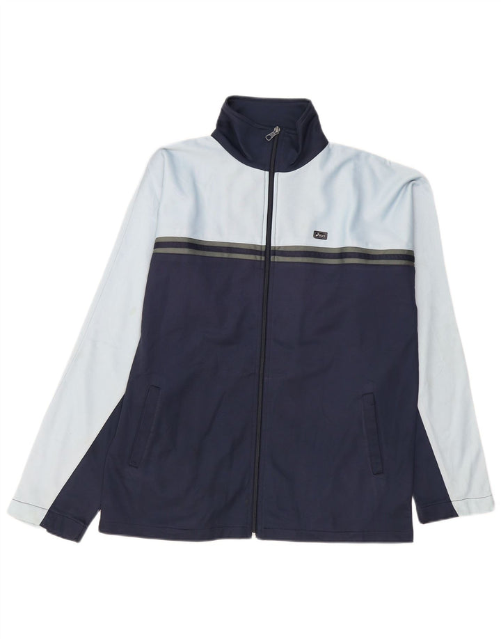 Asics Herren-Trainingsanzug-Top-Jacke, mittelgroß, Marineblau, Farbblock
