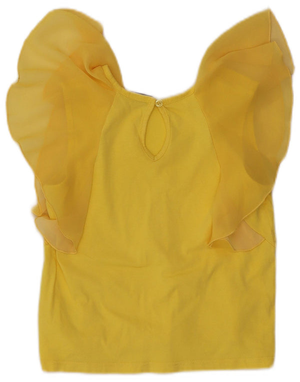 Pinko Damen Crop Bluse Top UK 8 Small Gelb Polyester