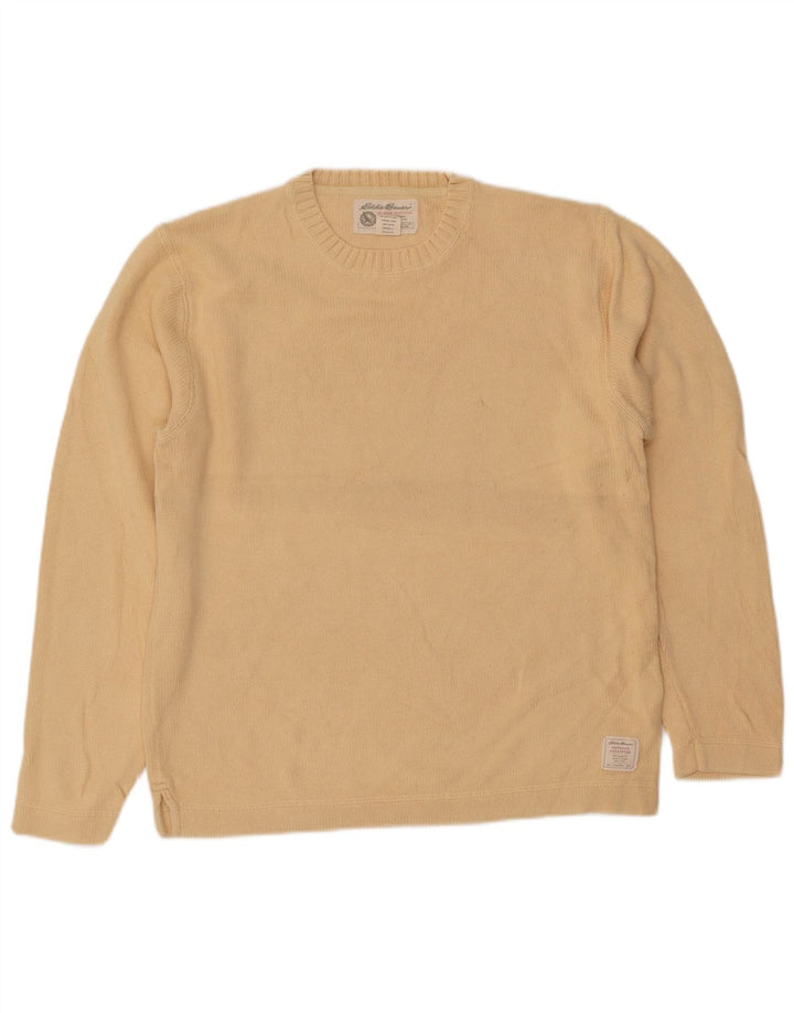 Eddie Bauer Herren-Pullover mit Rundhalsausschnitt, Größe S, gelbe Baumwolle