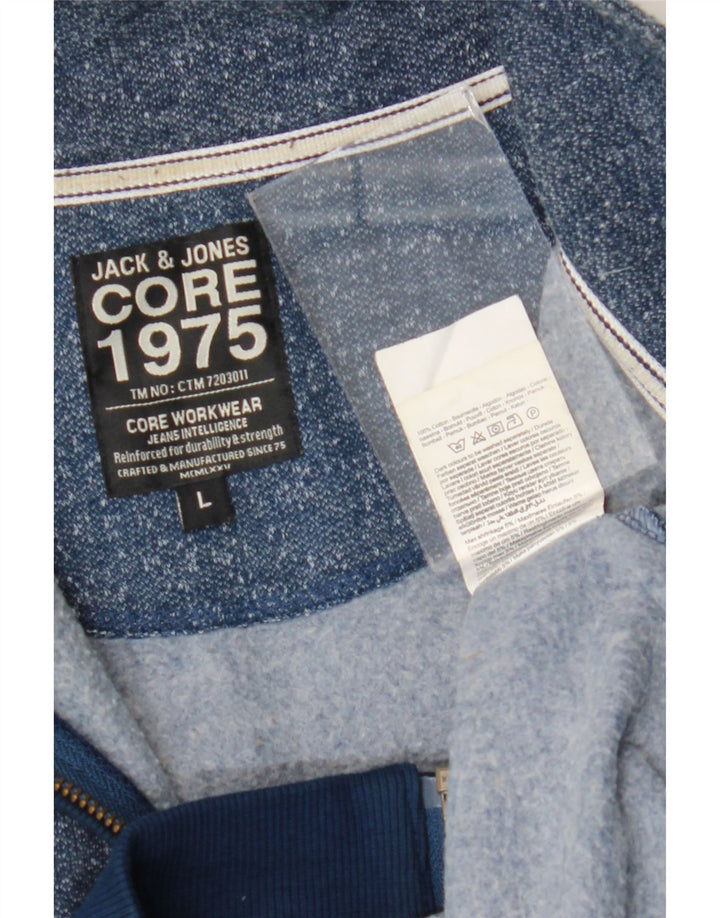 Jack & Jones Herren-Trainingsanzugoberteil, große marineblaue gesprenkelte Baumwolle