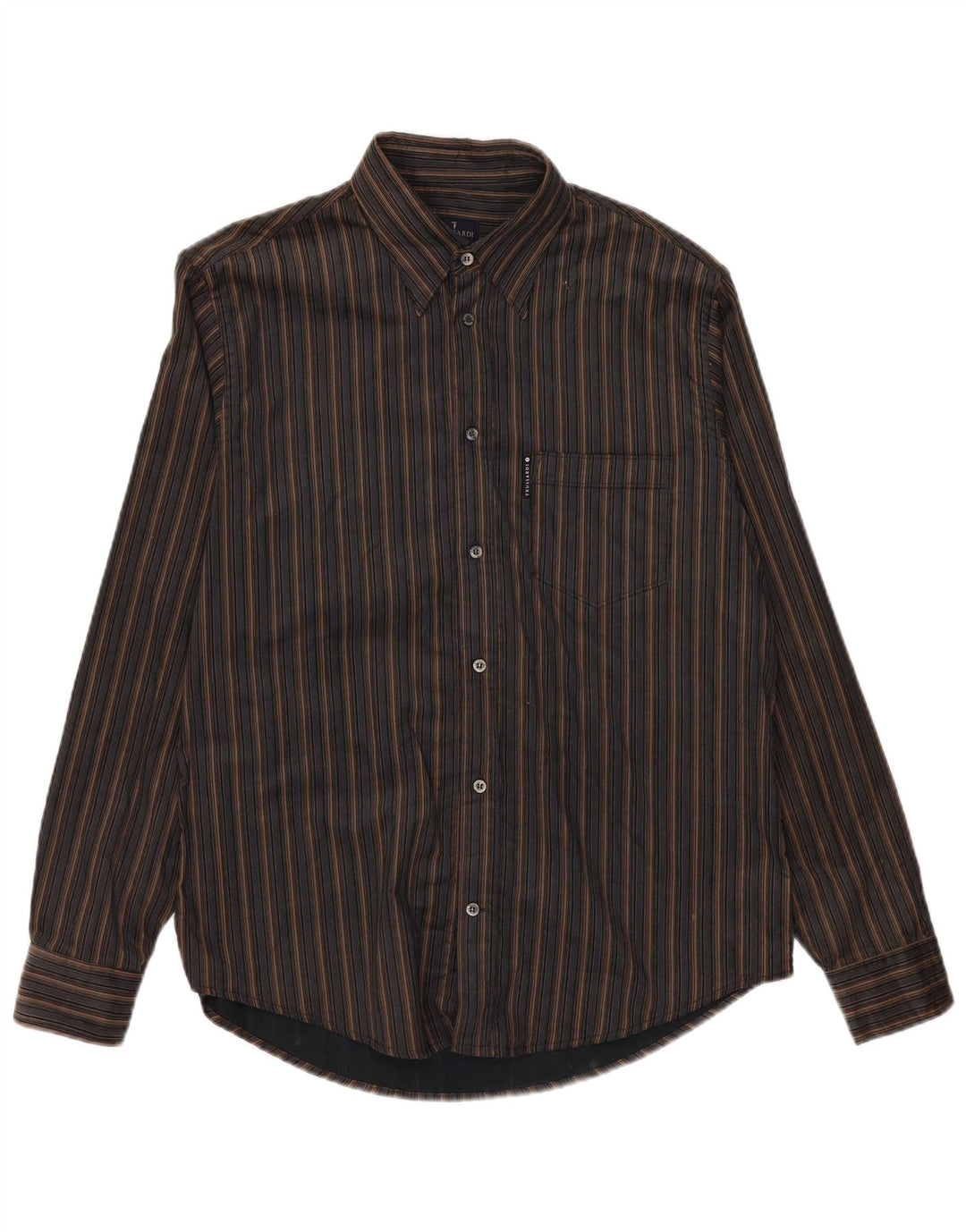 Trussardi Jeans Herrenhemd, groß, schwarz, gestreift, Baumwolle