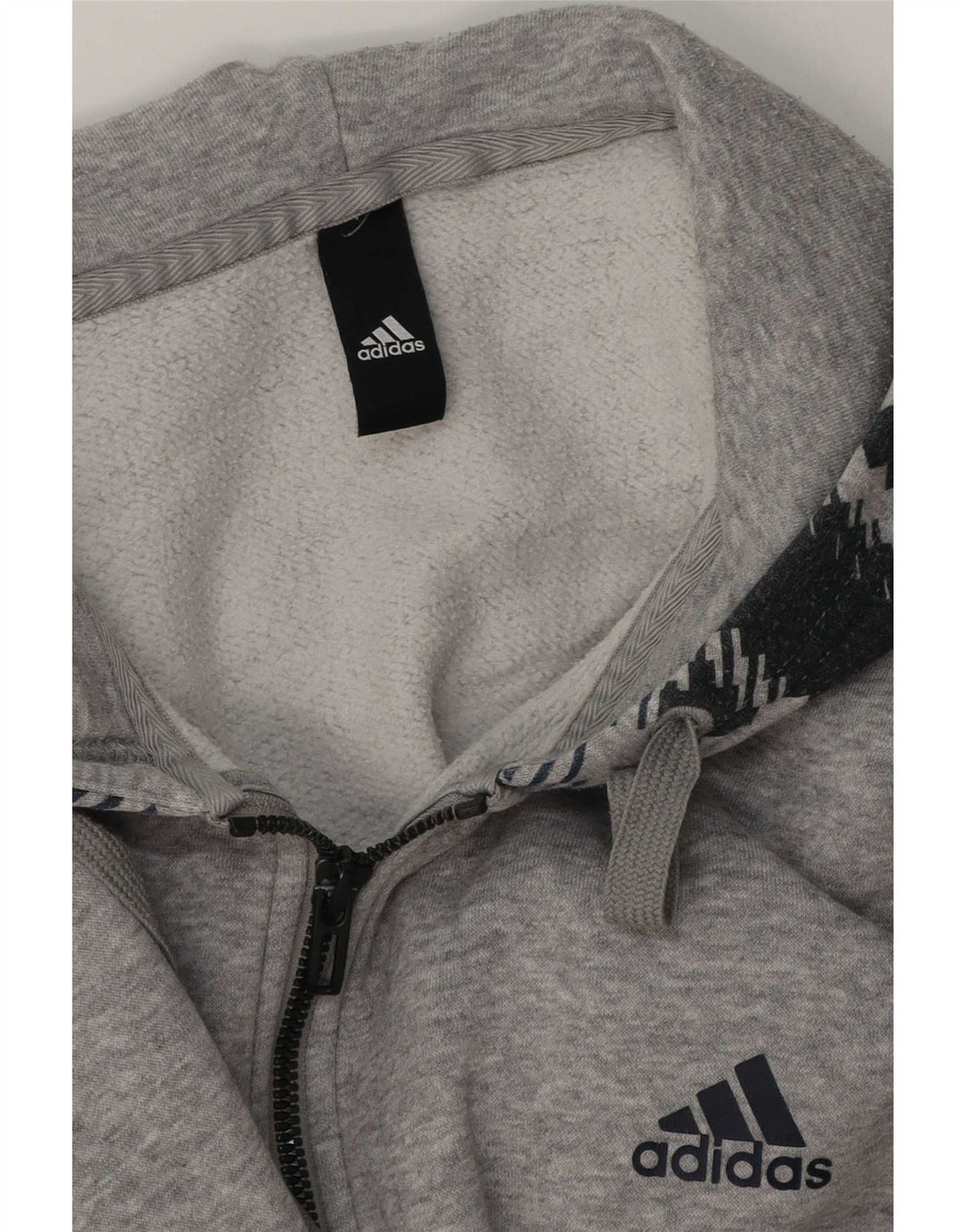 Adidas Herren-Kapuzenpullover mit Reißverschluss, groß, grau, geometrisch