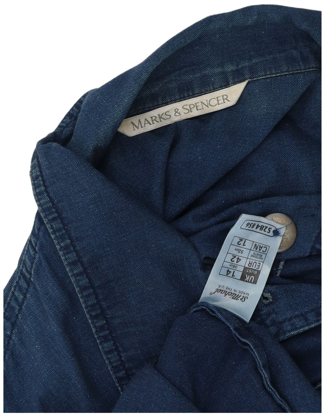 Marks & Spencer Damen Jeansjacke UK 14 Mittelblaue Baumwolle