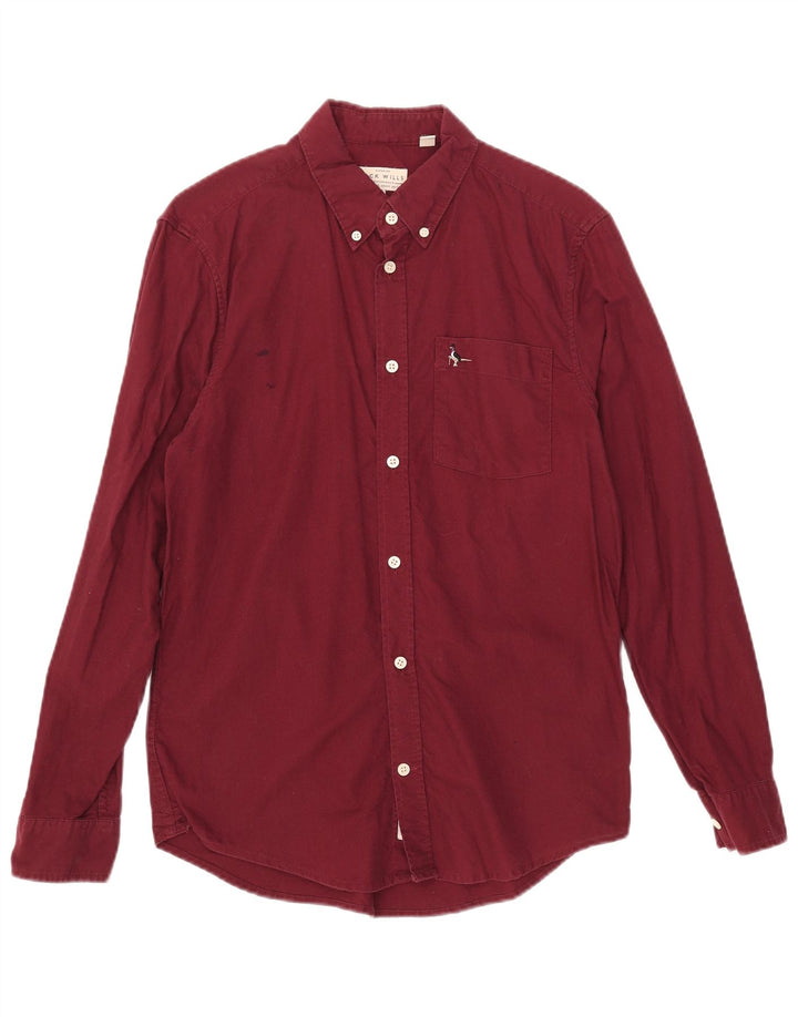 Jack Wills Slim-Fit-Hemd für Herren, Größe S, Burgunderrot, Baumwolle