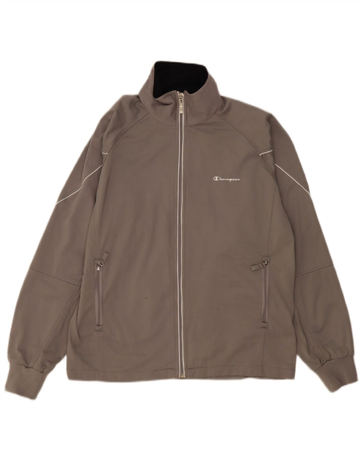 Champion Herren-Trainingsanzug-Top-Jacke, großes graues Polyester