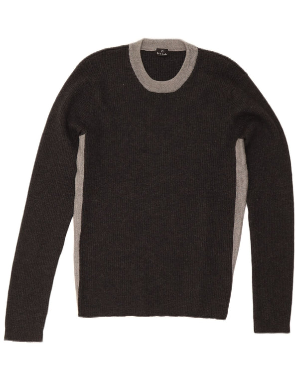 Paul Smith Damen-Pullover mit Rundhalsausschnitt, UK 12, Mittelgrau, Farbblock