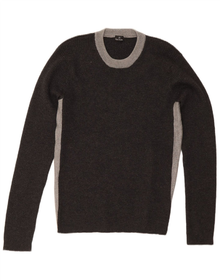 Paul Smith Damen-Pullover mit Rundhalsausschnitt, UK 12, Mittelgrau, Farbblock