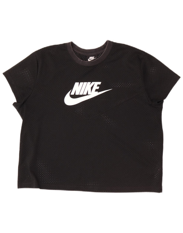Nike Damen Grafik T-Shirt Top UK 18 XL Schwarz Polyester
