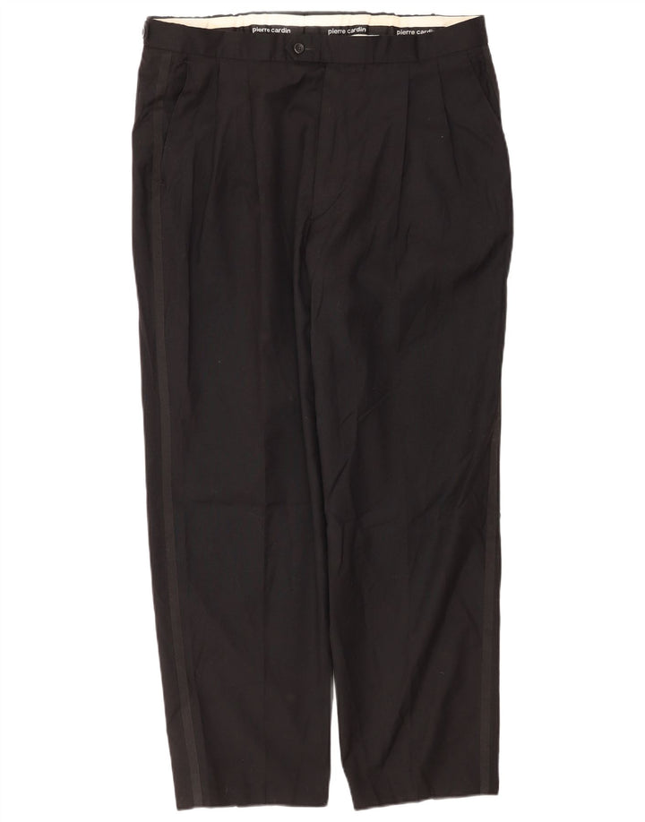 Pierre Cardin Herren-Anzughose mit Pegged-Anzug, W38, L29, schwarze Wolle