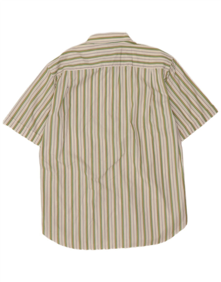 Carlo Regona Herren Kurzarmhemd Größe 40 15 1/2 Mittelgrün gestreift