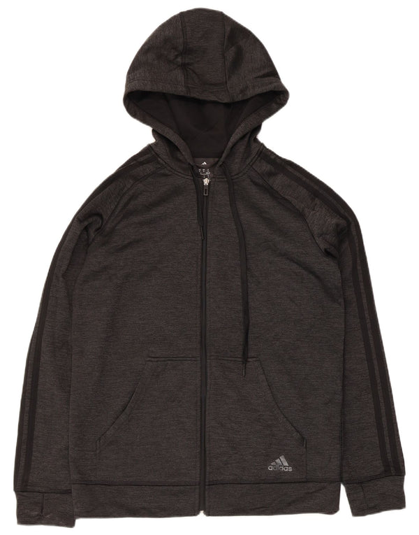 Adidas Damen Climawarm Zip Hoodie Pullover UK 12/14 Mittelgraues Polyester