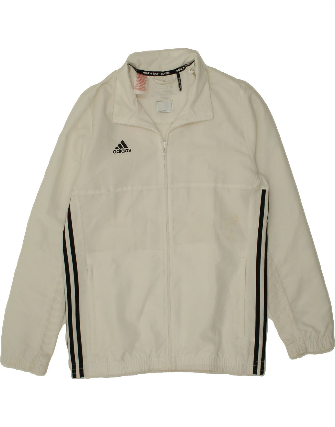 ADIDAS Boys Climalite Tracksuit Top Jacket 13-14 Years White Polyester Vintage Adidas and Second-Hand Adidas from Messina Hembry 