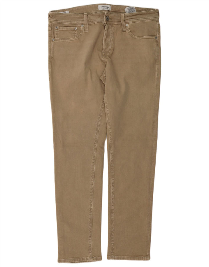 Jack & Jones Herren GLENN Slim Jeans W34 L32 Beige Baumwolle