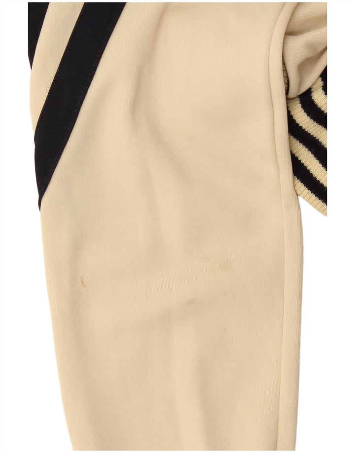 Vintage Damen Trainingsanzug Top Jacke UK 14 Mittelbeige Farbblock